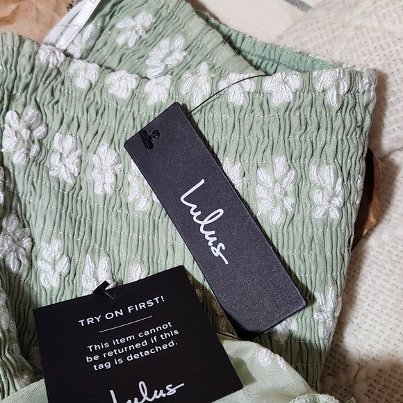 Lulus Beautiful Sentiments Sage Floral Strapless Tiered Midi Dress Green - Picture 3 of 4